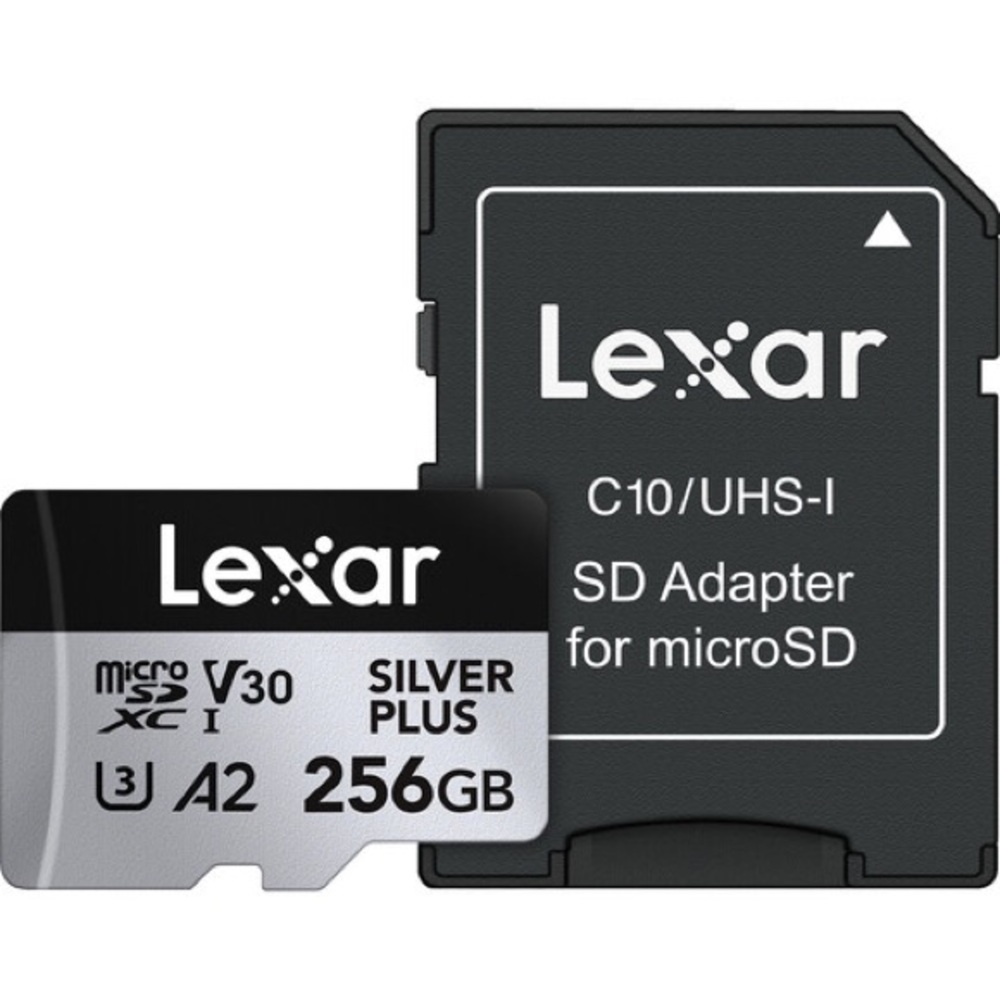 256GB Silver Plus microSDXC Card with Adapter